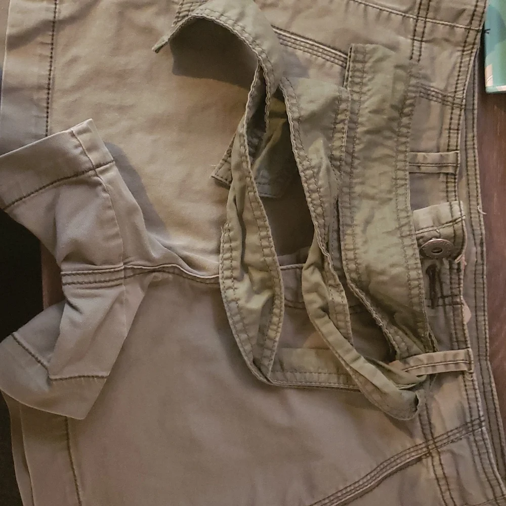 Faded glory army green cotton shorts w tie belt - Picture 4 of 4